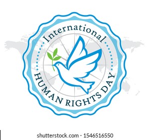 Human Rights Day Vector illustration.  Dove with olive branch.