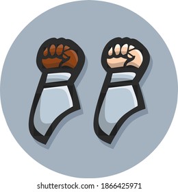 human rights day, vector illustration of 2 hands with different colors, black and white, different races, still in the unity of fellow humans, there is no difference, human rights December 10