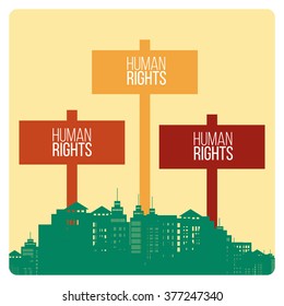 Human Rights Design over yellow color background