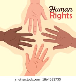 Human rights with diversity hands design, Manifestation protest and demonstration theme Vector illustration