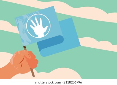 derechos humanos, mano con bandera, diseño