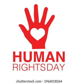 Human rights hand in heart cooperation symbol