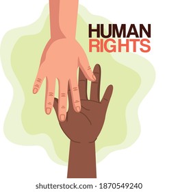 Human rights with hands design, Manifestation protest and demonstration theme Vector illustration