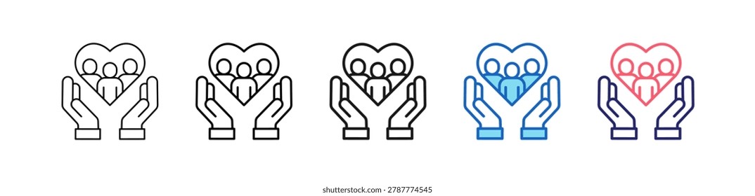 Human Rights Icon In 5 Different Styles Set Collection.