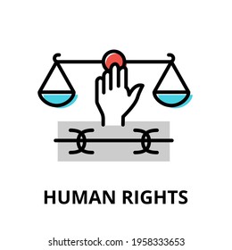 Human Rights icon concept, politics collection, flat line vector illustration