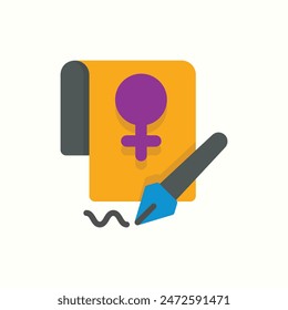 human rights icon, isolated flat color womens day icon illustration