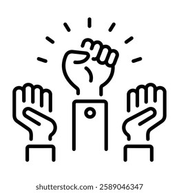 Human rights icon in linear style 