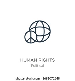 Human rights icon. Thin linear human rights outline icon isolated on white background from political collection. Line vector sign, symbol for web and mobile