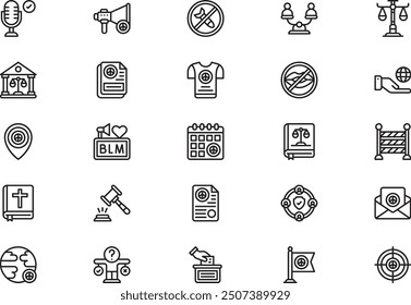 Human rights icons collection is a vector illustration with editable stroke.