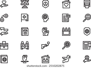 La colección de íconos de derechos humanos es una Ilustración vectorial con un trazo editable.