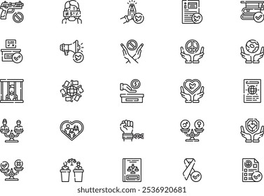 Human rights icons collection is a vector illustration with editable stroke.