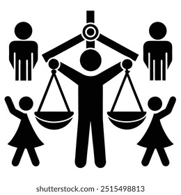 Iconos de los derechos humanos - Igualdad y justicia para todos Ilustración vectorial