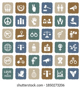 Human Rights Icons. Grunge Color Flat Design. Vector Illustration.
