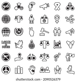 Human Rights Icons. Line With Fill Design. Vector Illustration.