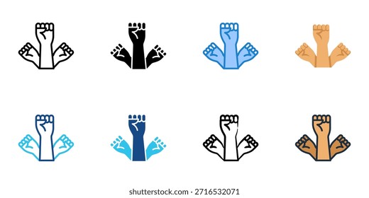 Human rights icons set multiple style collection. 
