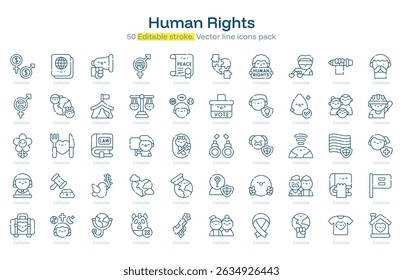 Human Rights line icon pack. Human Rights Stroke icon set. Editable Stroke icon