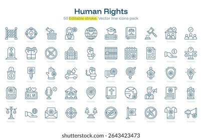 Human Rights line icon pack. Human Rights Stroke icon set. Editable Stroke icon