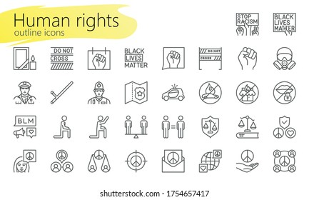 Human rights outline iconset. Icons for web, mobile app, presentation and other. Was created with grids for pixel perfect.