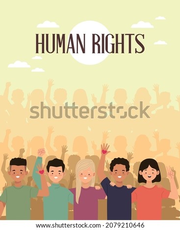 human rights people marching characters
