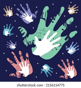 human rights printed hands together