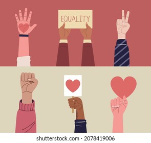 human rights six hands up