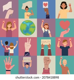 human rights sixteen set icons