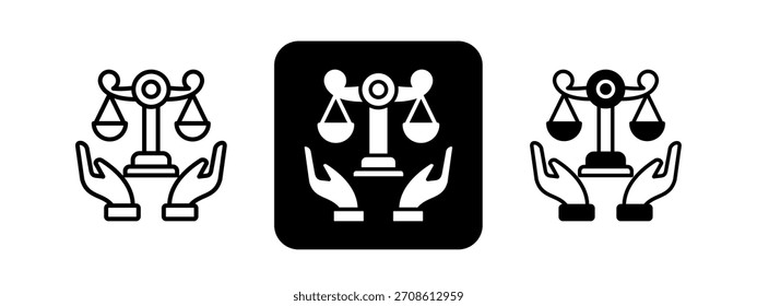 Human Rights Solid color and black line drawing vector illustration set