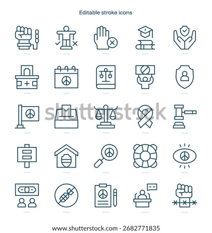 Human Rights stroke icon. Human Rights line icon set. editable stroke icon pack