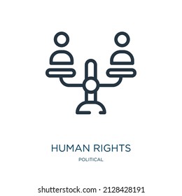human rights thin line icon. human, people linear icons from political concept isolated outline sign. Vector illustration symbol element for web design and apps.