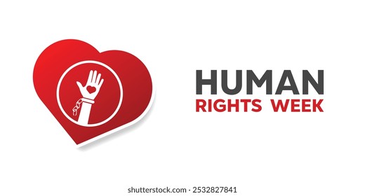 Human Rights Week. Hand and heart. Great for cards, banners, posters, social media and more. White background. 