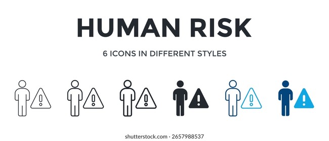Ícone De Risco Humano Em Ilustração De Vetor De Estilo Diferente. Projetado Em Linha Fina, Linha Regular, Linha Em Negrito, Glifo, Linha De Cor E Estilo De Glifo De Cor Pode Ser Usado Para Web