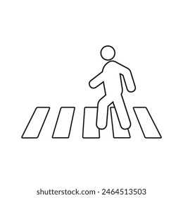 Icono de línea de cruce de carretera humana sobre un fondo blanco. Ilustración de símbolo.Vector peatonal.