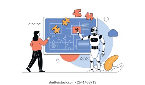 Human and Robot Collaborating on Project Board Creating Solutions for Difficult Issues Together