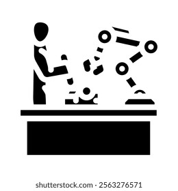 human robot collaboration industry 5 glyph icon vector. human robot collaboration industry 5 sign. isolated symbol illustration