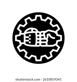human robot collaboration industry 5 glyph icon vector. human robot collaboration industry 5 sign. isolated symbol illustration