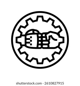 human robot collaboration industry 5 line icon vector. human robot collaboration industry 5 sign. isolated contour symbol black illustration