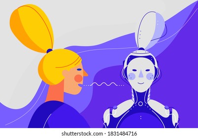Human and robot concept trendy detailed isolated vector illustration