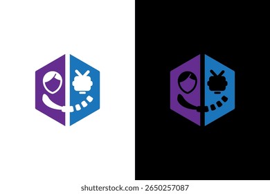 Human and Robot Connection Abstract Logo