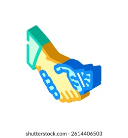 human and robot handshake ai integration isometric icon vector. human and robot handshake ai integration sign. isolated symbol illustration