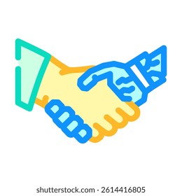 human and robot handshake ai integration color icon vector. human and robot handshake ai integration sign. isolated symbol illustration