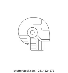 Human Robot Head line icon, robot technology logo isolated on background robotic symbol outline robot head icon thin vector illustration minimalistic AI robot character silhouette