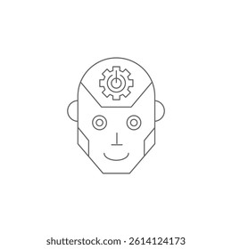 Human Robot Head line icon, robot technology logo isolated on background robotic symbol outline robot head icon thin vector illustration minimalistic AI robot character silhouette