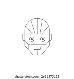 Human Robot Head line icon, robot technology logo isolated on background robotic symbol outline robot head icon thin vector illustration minimalistic AI robot character silhouette