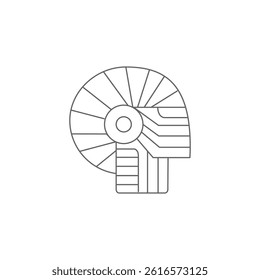 Human Robot Head line icon, robot technology logo isolated on background robotic symbol outline robot head icon thin vector illustration minimalistic AI robot character silhouette