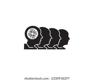 human robot head silhouette logo illustration. processor extension.
isolated on white background.