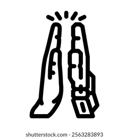 human robot interaction industry 4 line icon vector. human robot interaction industry 4 sign. isolated contour symbol black illustration