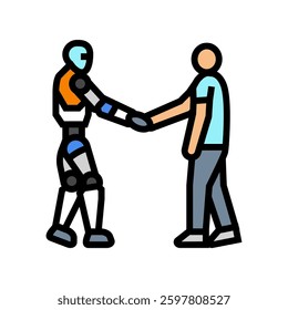 human robot interaction social robotics color icon vector. human robot interaction social robotics sign. isolated symbol illustration