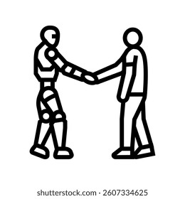 human robot interaction social robotics line icon vector. human robot interaction social robotics sign. isolated contour symbol black illustration
