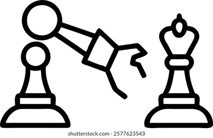 Human and robot playing chess over abstract background concept as A soft abstract image showing a human and a robot engaged in a game of chess symbolizing strategic collaboration a