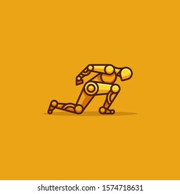 Human Robot Runner Character Vector Template